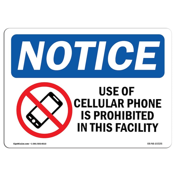 Signmission OSHA , 3.5" Height, Cellular Phone Is Prohibited This Facility Sign, 5" X 3.5", Landscape OS-NS-D-35-L-15325 - main